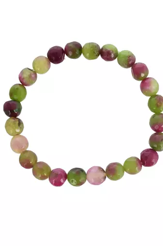 Multicoloured beads & stone elasticated bracelet