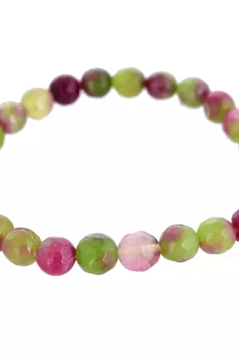 Multicoloured beads & stone elasticated bracelet
