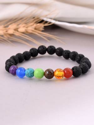 Multicoloured beads & stone elasticated bracelet 1