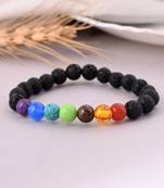 Multicoloured beads & stone elasticated bracelet