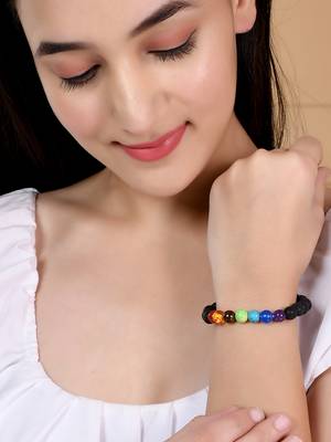 Multicoloured beads & stone elasticated bracelet 2