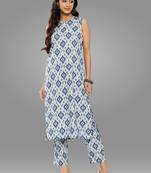 Janasya women's grey crepe ikat print kurta with pants