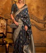 Women'S Green Banarasi Style Satin Silk Woven Designer Saree With Blouse For Women