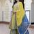 Janasya women's lime green cotton embellished ethnic printed kurta with flared palazzo and dupatta