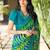 Multicolor cross stripes print chiffon fancy saree banarsi border with blouse