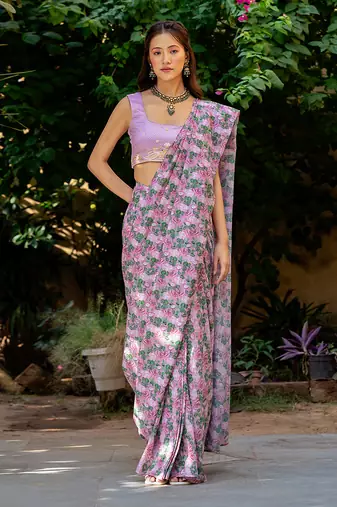 Kobi pink saree set
