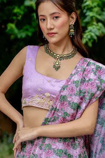 Kobi pink saree set