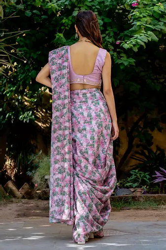 Kobi pink saree set