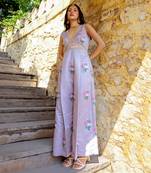 Mocha brown pleated jumpsuit