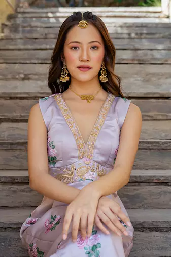 Mocha brown pleated jumpsuit
