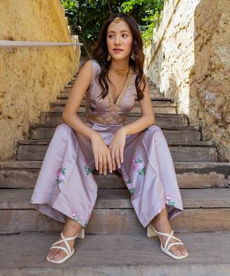 Mocha brown pleated jumpsuit 3
