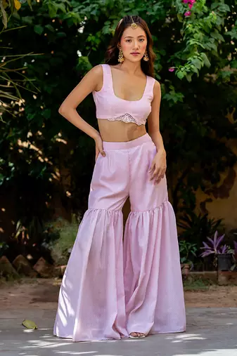Sweet pink polka dot cape set