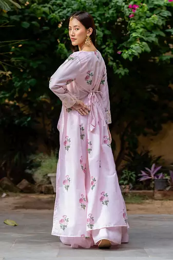 Sweet pink polka dot cape set