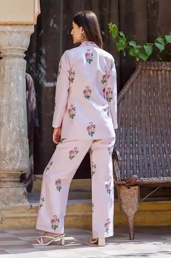 Sweet pink striped pantsuit set