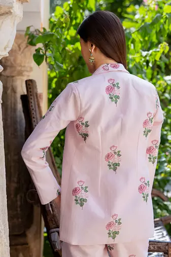 Sweet pink striped pantsuit set