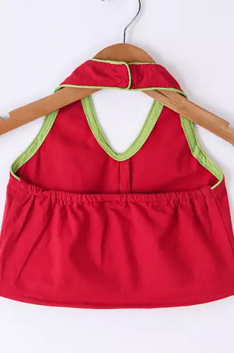 Twisha Girls Solid Knit Top Embellished With Pompom & Potali Buttons & Palazzo-Red & Yellow