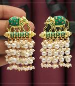 Green color meenakari earrings