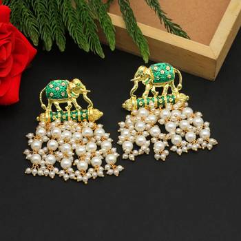 Green color meenakari earrings 2