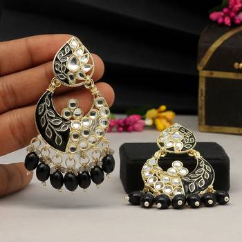 Black color meenakari earrings 2