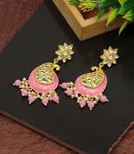 Pink color meenakari earrings