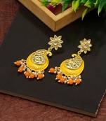 Yellow color meenakari earrings