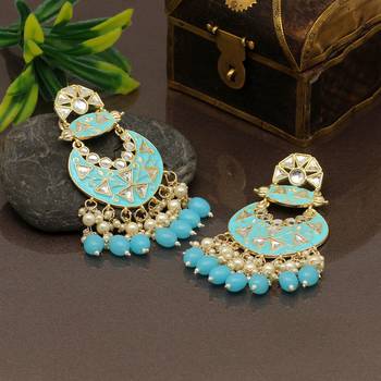 Firozi color meenakari earrings 1
