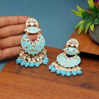 Firozi color meenakari earrings 2