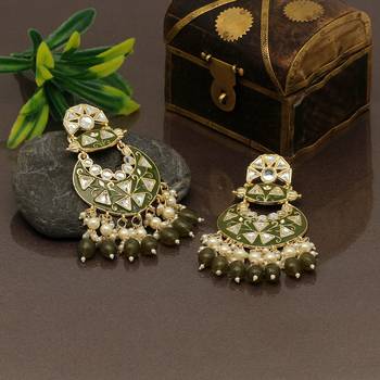Mehandi green color meenakari earrings 1