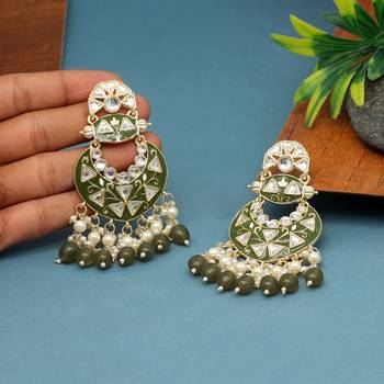 Mehandi green color meenakari earrings 2