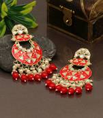 Red color meenakari earrings