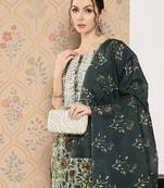 Yufta- teal blue cotton printed kurta dupatta set