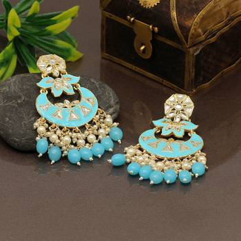 Firozi color meenakari earrings 1
