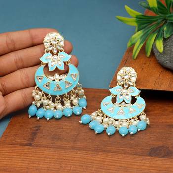 Firozi color meenakari earrings 2