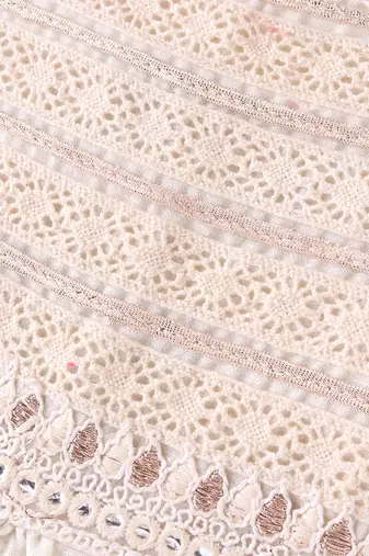 Twisha Girls Embroidered Designer Top With Gold Printed Ghagra - Off White & Pink