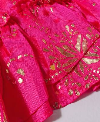 Twisha Girls Embroidered Designer Top With Gold Printed Ghagra - Off White & Pink 7