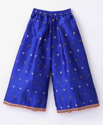 Twisha Girls Elaborate Butterfly Embroidered Crop Top With Self Design Palazzo - Orange & Blue 5