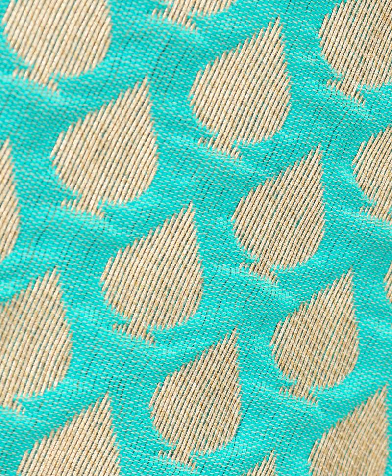 Twisha Girls brocade sleeveless Top & Net Ghagra - Sea Green