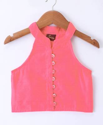 Twisha Girls Incut Style Top & Printed Dhoti - Pink & Yellow 2