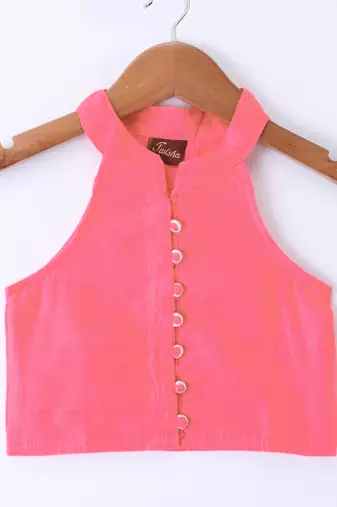 Twisha Girls Incut Style Top & Printed Dhoti - Pink & Yellow
