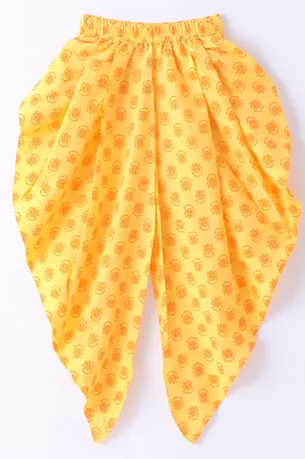 Twisha Girls Incut Style Top & Printed Dhoti - Pink & Yellow