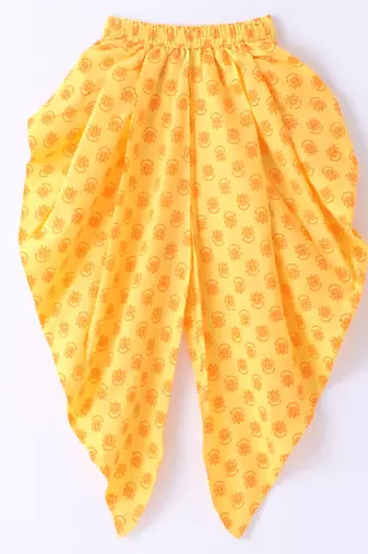 Twisha Girls Incut Style Top & Printed Dhoti - Pink & Yellow