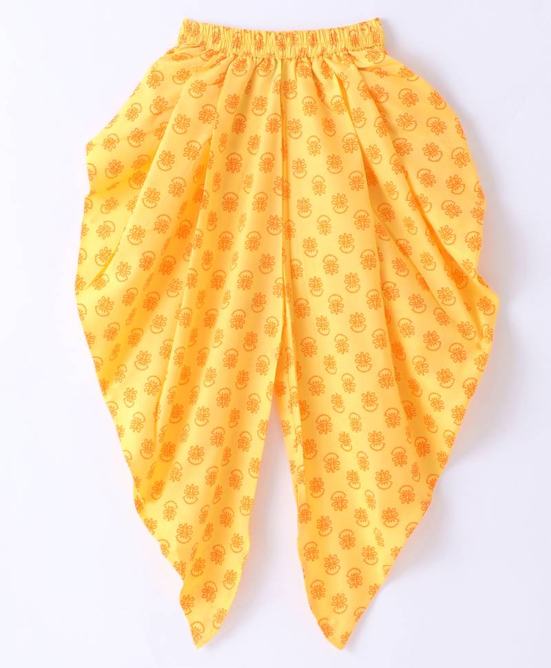 Twisha Girls Incut Style Top & Printed Dhoti - Pink & Yellow