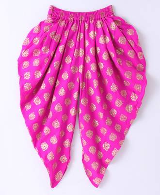 Twisha Girls Incut Style Top & Foil Printed Dhoti - Blue & Pink 4