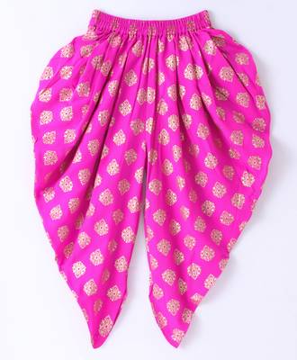 Twisha Girls Incut Style Top & Foil Printed Dhoti - Blue & Pink 5