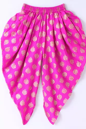 Twisha Girls Incut Style Top & Foil Printed Dhoti - Blue & Pink