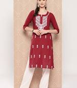  maroon chikankari straight kurta