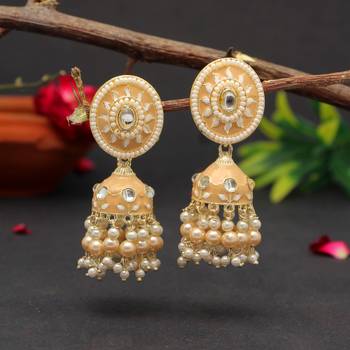 Beige color meenakari earrings 1