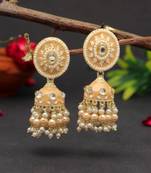 Beige color meenakari earrings