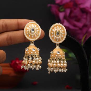 Beige color meenakari earrings 2