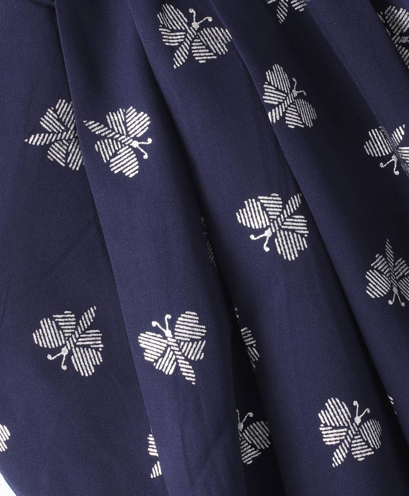 Twisha Girls Halter Neck Sequinned Front Ruffles Designer Top & Silver Printed Dhoti Pants - Navy Blue